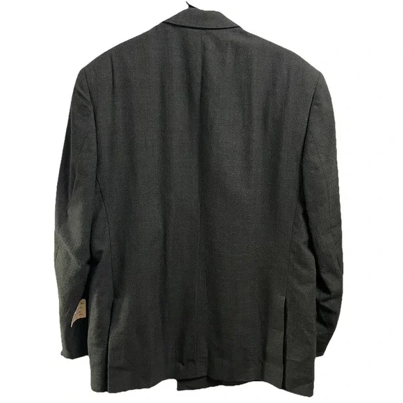Vintage‎ Stanley Blacker Men Dark Gray Blazer Sport Coat 100% Worsted Wool 42R